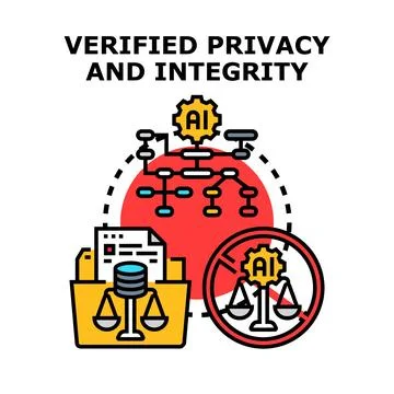 Verifying privacy and integrity in data management with ai Illustrazione stock