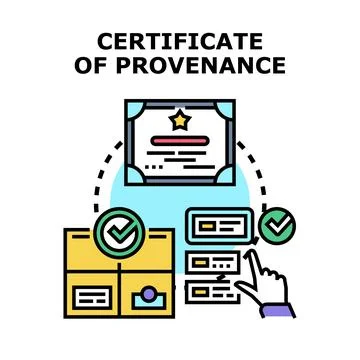 Verifying product authenticity with a certificate of provenance Stock Illustration