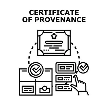 Verifying product authenticity with a certificate of provenance Stock Illustration