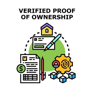 Verifying property ownership via blockchain technology and legal documents Illustrazione stock