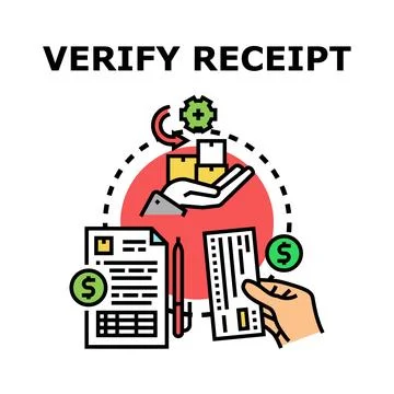 Verifying receipt document for financial transaction Stock Illustration