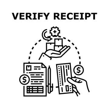 Verifying receipt document for financial transaction Stock Illustration