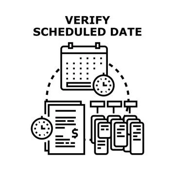 Verifying scheduled date for planning and task management Stock Illustration