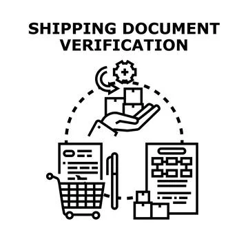 Verifying shipping documents for secure delivery process Stock Illustration