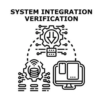Verifying system integration process in technology development Illustrazione stock