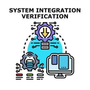 Verifying system integration process in technology development Stockillustratie