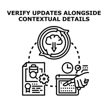 Verifying updated information with contextual details concept Stock Illustration