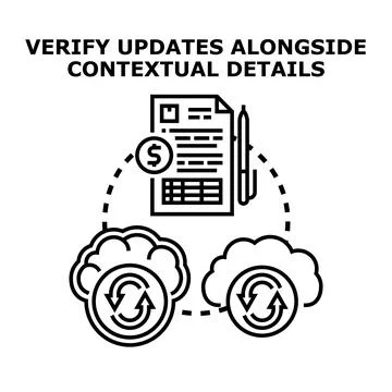 Verifying updates alongside contextual financial details concept Stock Illustration