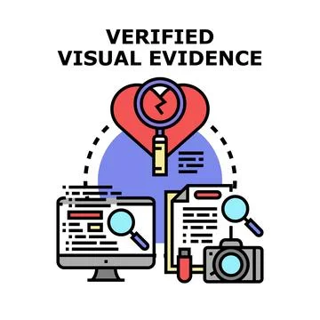Verifying visual evidence and data analysis concepts Illustrazione stock