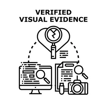 Verifying visual evidence and data analysis concepts Stock Illustration