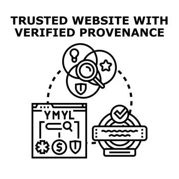 Verifying website trust and provenance concept Stock Illustration