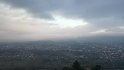 Verin views from castle during winter in Galicia Stock Footage 130131023