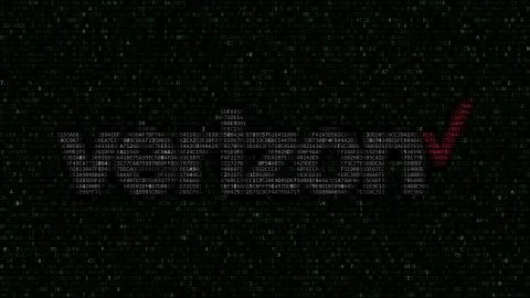 Verizon Communications logo made of hexadecimal symbols on computer screen Stock Illustration