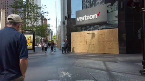 Verizon Wireless Boarded Up During Black Lives Matter Protest Video stock 131786737