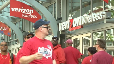 Verizon workers on strike in Washington, D.C. Stock Footage 63511614