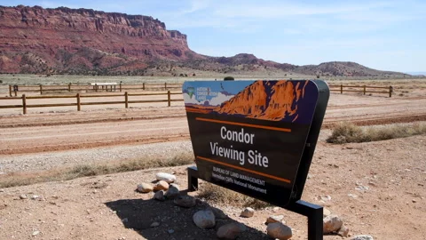 Vermillion Cliffs Condor viewing site signage, on FSR1026, 4k Stock-Footage 254374752