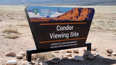 Vermillion Cliffs, condor viewing site, BLM signage,National Monument, Utah, 4k Stockbeeldmateriaal 254374757