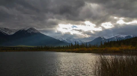 Vermillion lake light rays Stock Footage 33204628