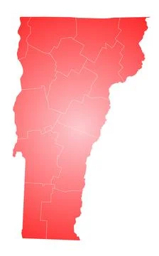 Vermont administrative map. counties map of Vermont, blank Vermont Map, emp.. Illustrazione stock