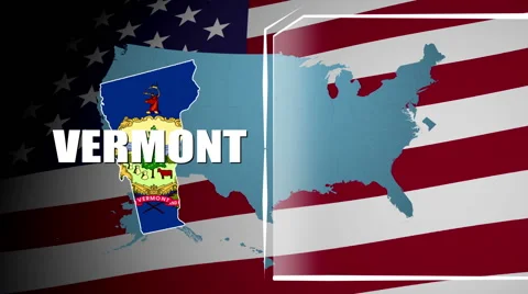 Vermont Countered Flag and Information Panel Stock Footage 66775472