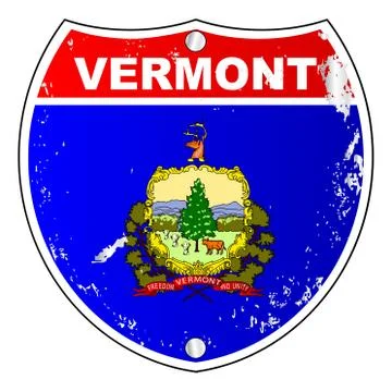 Vermont Flag Icons As Interstate Sign Stock Illustration