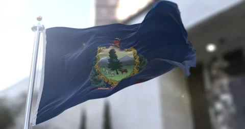 Vermont flag waving-seamless-loop-4k-60fps Stock Footage 345427248