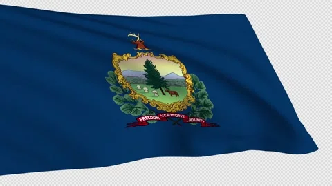 Vermont flag waving on a transparent background Stock Footage 323638510