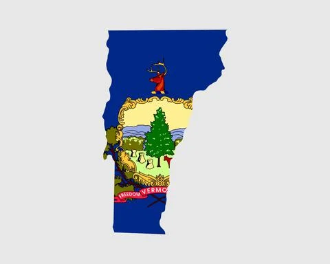 Vermont Map Flag. Map of VT, USA with the state flag Stock Illustration