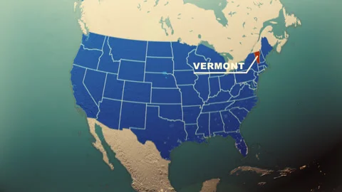 Vermont Map Highlight USA 3D Political Globe Animation Video stock 313969698
