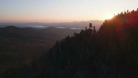 Vermont Mountains Sunrise pull back and up Stock Footage 226998579