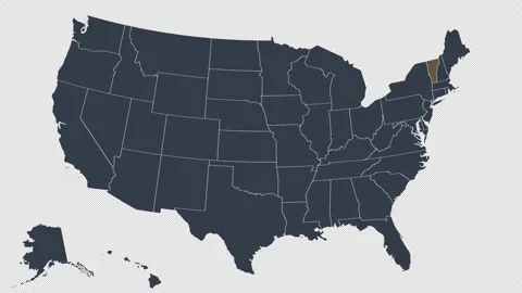 Vermont Pulsing on US Election Map Animation Seamless Loop Alpha Channel 4K Видео 341308227