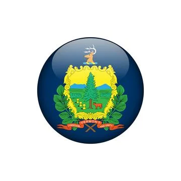 Vermont Round Circle Button Flag of the US States Vector Template Stock Illustration