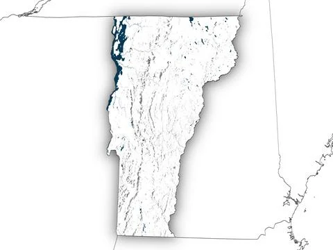 Vermont shape with state borders, white map 스톡 일러스트