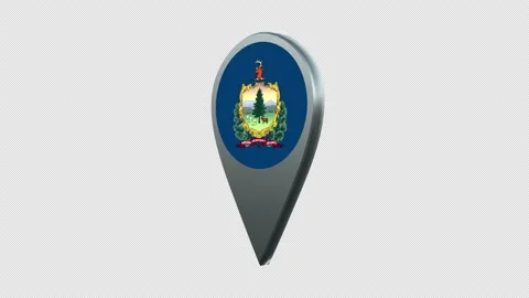 Vermont State Flag Location Map Marker Pin With Alpha Channel Looped Stock Footage 239462980