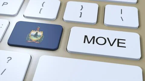 Vermont State Flag with Move Text Button 3D Illustration イラスト素材
