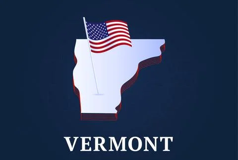 Vermont state Isometric map and USA national flag 3D isometric shape of us st Stock Illustration