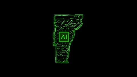 Vermont State Map AI Chipset Technology Opener Stock Footage 337093272