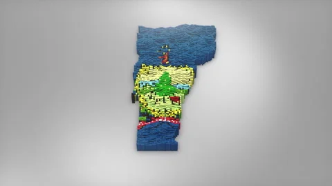 Vermont State Map with Flag Intro Background Stock Footage 315166622