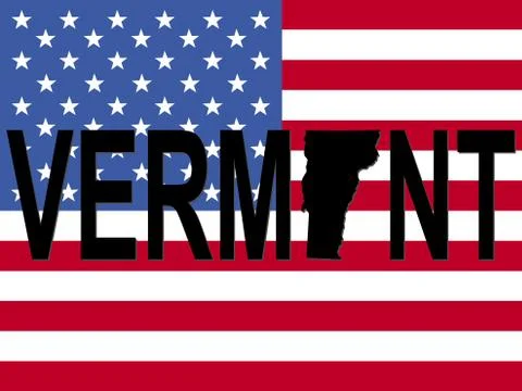 Vermont text with map Stock Illustration