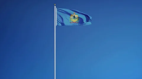 Vermont (U.S. state) flag in slow motion seamlessly looped with alpha Stock Footage 70147324