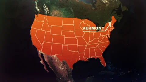Vermont US State Satellite Map Animation V1 Video stock 304233592