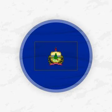 Vermonter Flag in a Circular Emblem Design, Abstract Round Sticker Illustra.. Stock Illustration