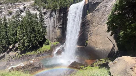 Vernal Fall Waterfall and Rainbow Yosemite 4K Video stock 341033418