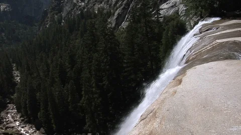 Vernal Falls - Tilt down from top of falls - Yosemite NP Stock-Footage 90388545