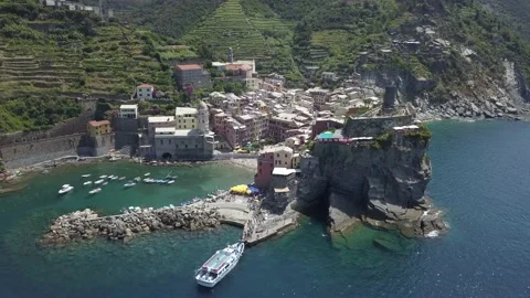 Vernazza Cinque Terre Italy Drone Stock Footage
