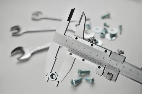 Vernier caliper measuring Stock Photos