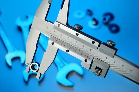 Vernier caliper measuring Stock Photos