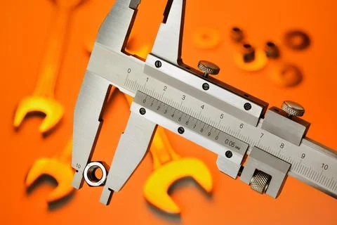 Vernier caliper measuring Stock Photos