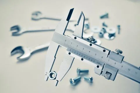 Vernier caliper measuring Stock Photos