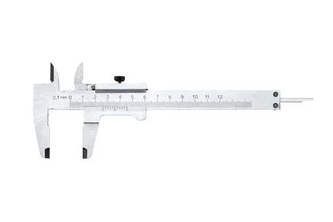Vernier caliper technical tool for measuring sizes, isolated on a white. Stock Photos
